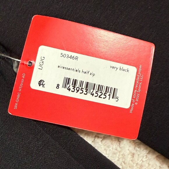 Spanx Womens AirEssentials Half Zip Very Black Size Large Lounge Comfy Soft NWT - Picture 8 of 11